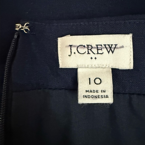 J. Crew Navy Blue Linen Blend Sailor Skirt, Navy Blue with Gold Anchor Buttons - Picture 6 of 7